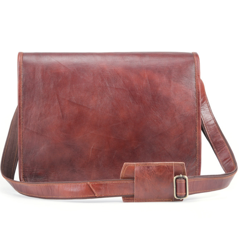 Small Leather Satchel Messenger - Minimalist – The Real Leather Company