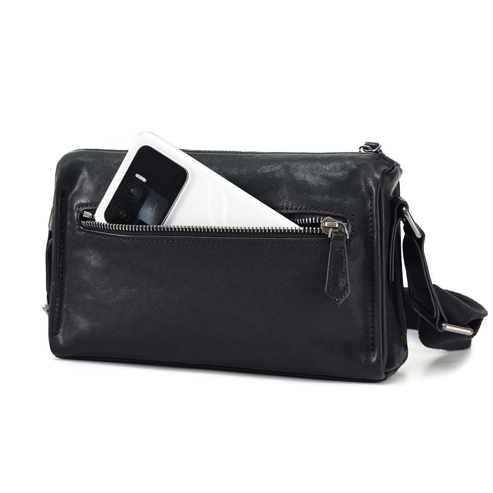 The Adriano | Black Crossbody Bag for Men