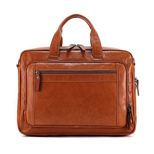 Everyday Luxury Leather Laptop Briefcase - Tan