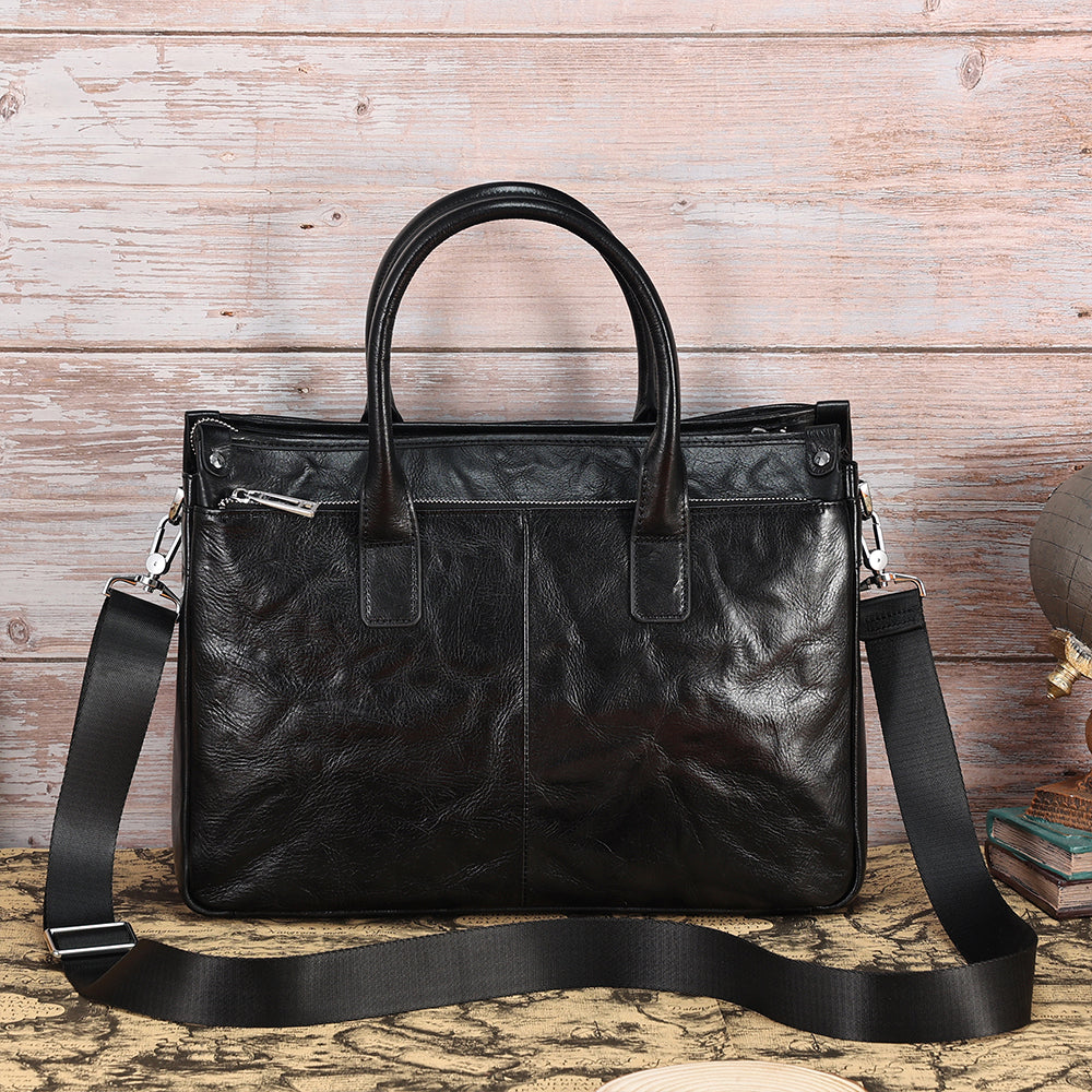The Jett | Men's Black Leather Briefcase