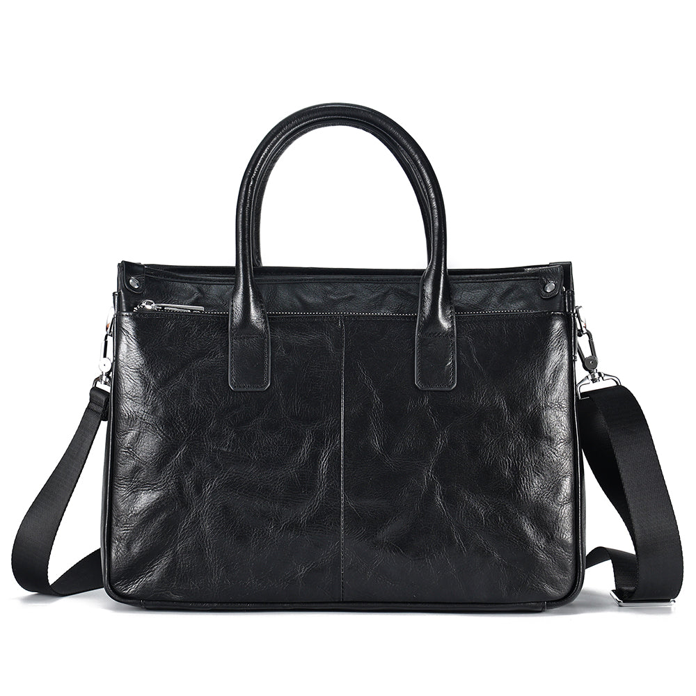 The Jett | Men's Black Leather Briefcase