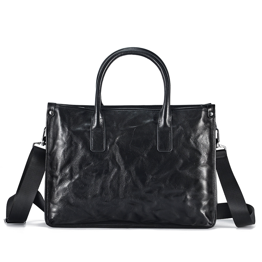 The Jett | Men's Black Leather Briefcase