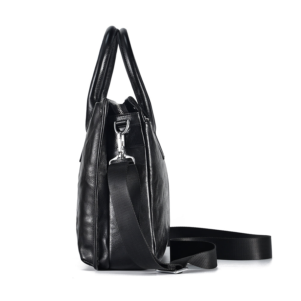 The Jett | Men's Black Leather Briefcase