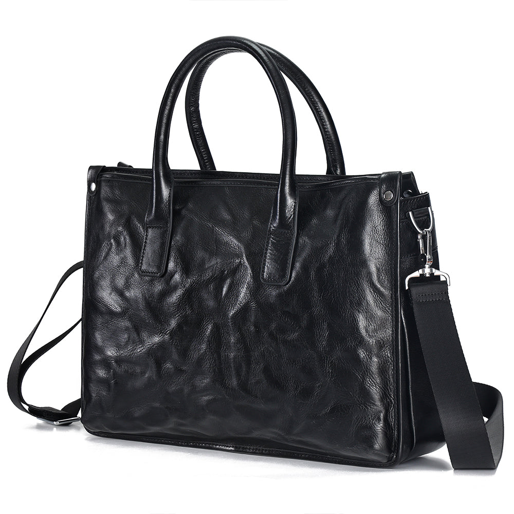The Jett | Men's Black Leather Briefcase