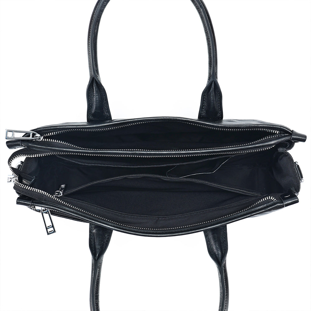 The Jett | Men's Black Leather Briefcase