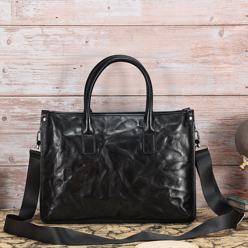 The Jett | Men's Black Leather Briefcase