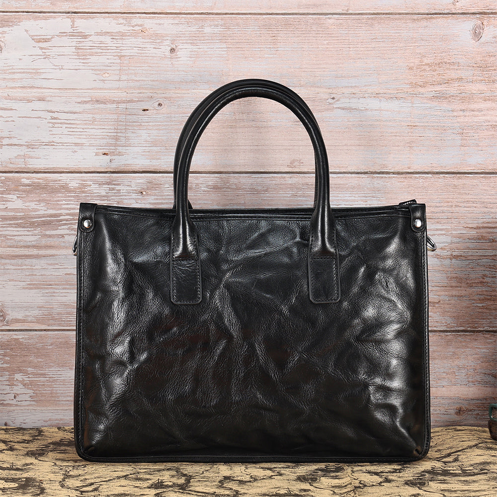The Jett | Men's Black Leather Briefcase