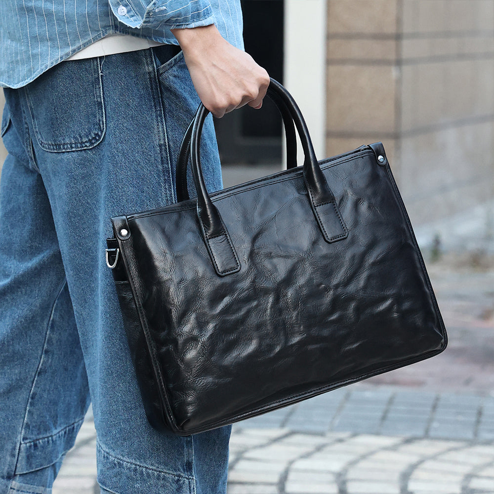 The Jett | Men's Black Leather Briefcase