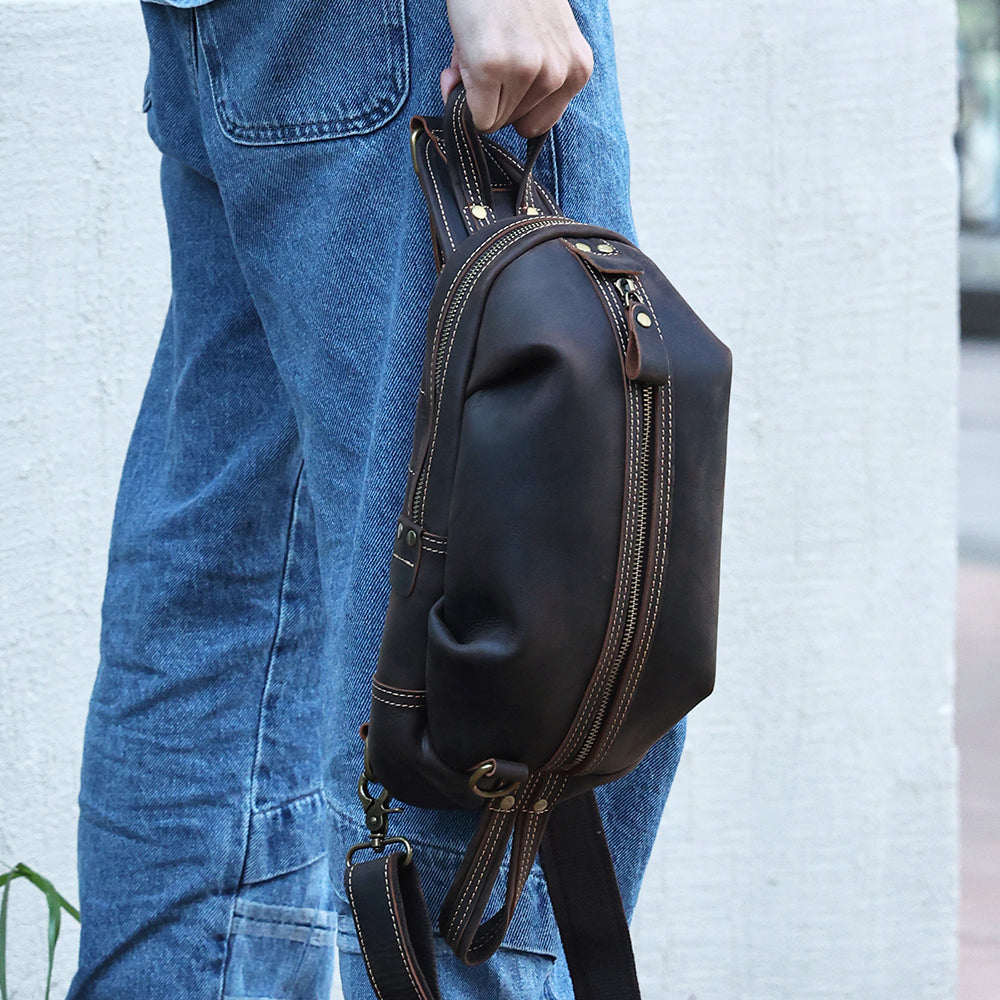 The Oreste | Classic Leather Sling Bag for Men