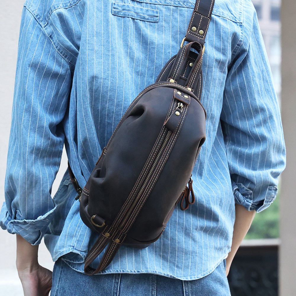 The Oreste | Classic Leather Sling Bag for Men