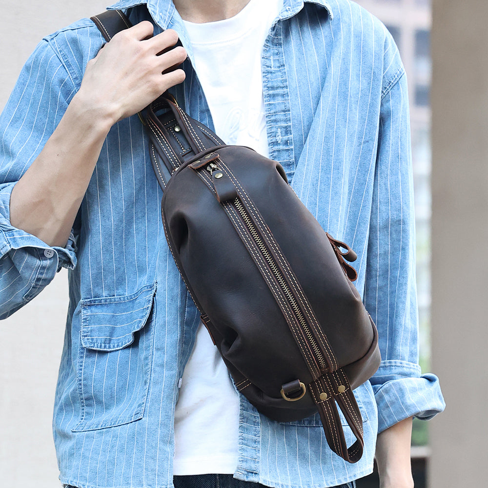 The Oreste | Classic Leather Sling Bag for Men