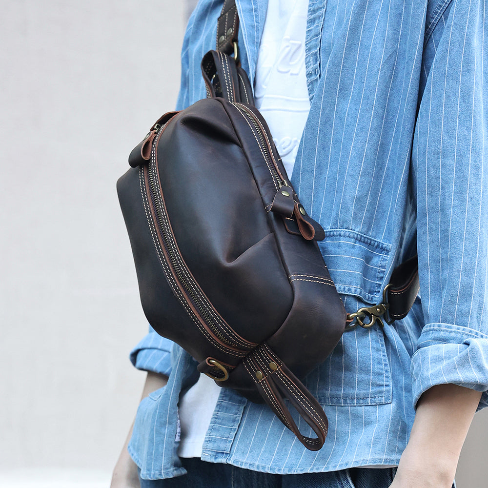 The Oreste | Classic Leather Sling Bag for Men