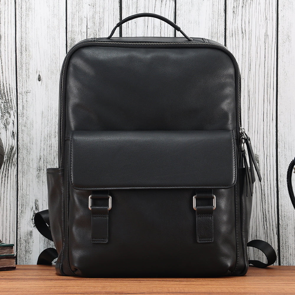 The Zilla | Black Leather Backpack for Men