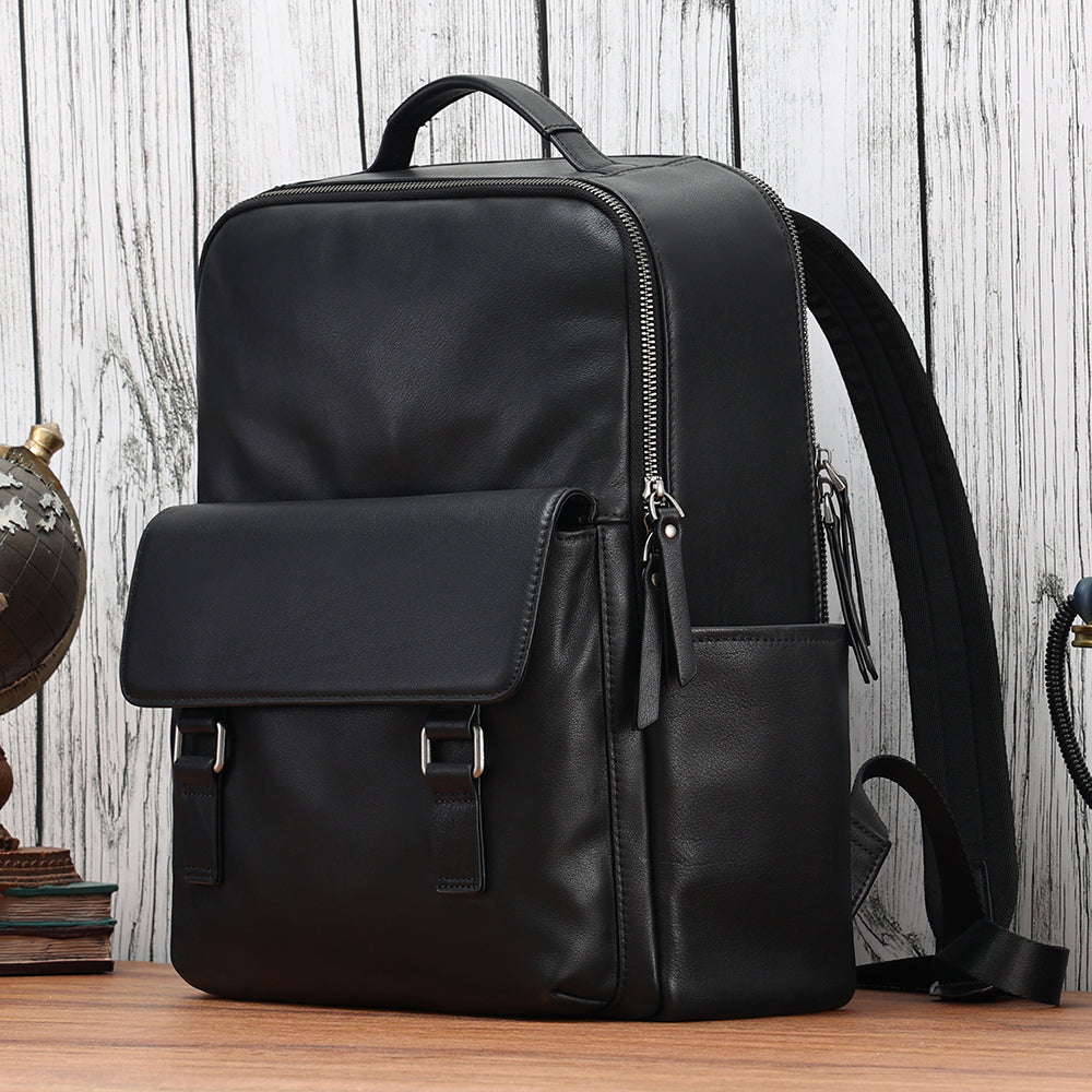 The Zilla | Black Leather Backpack for Men