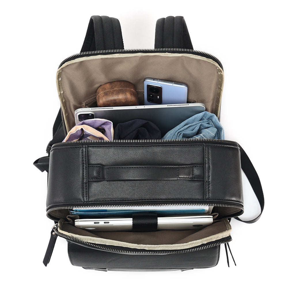 The Zilla | Black Leather Backpack for Men