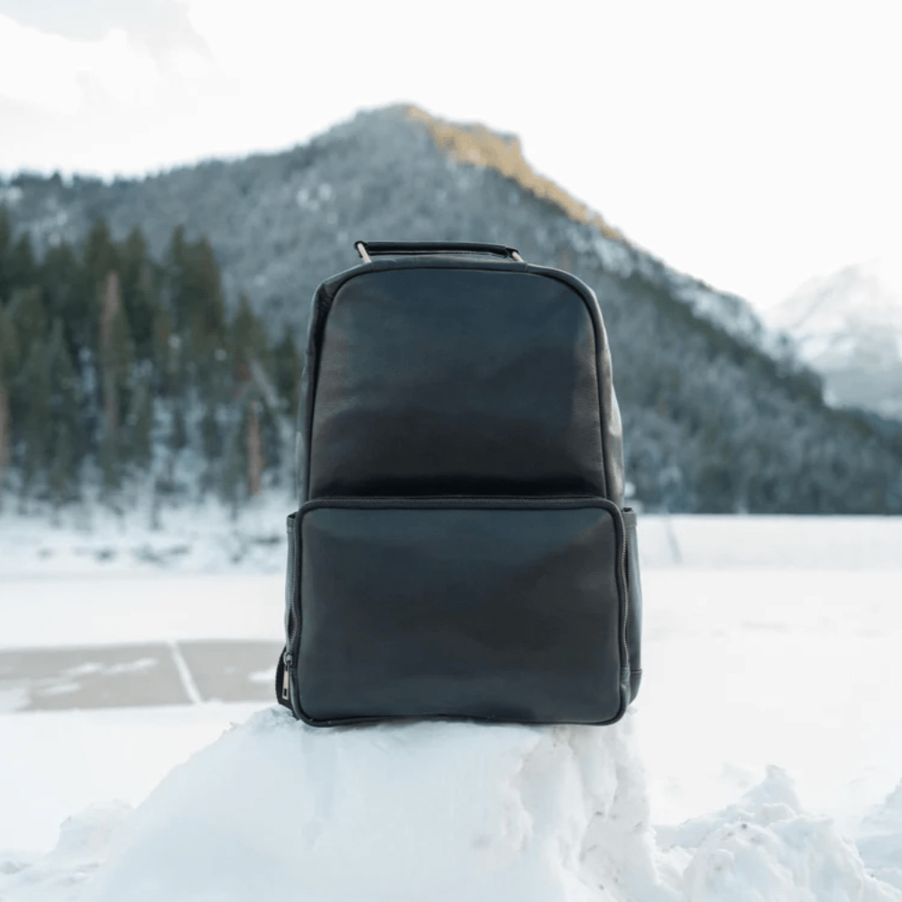 Small Leather Backpack - Black