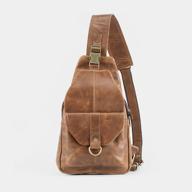 the cross leather sling backpack