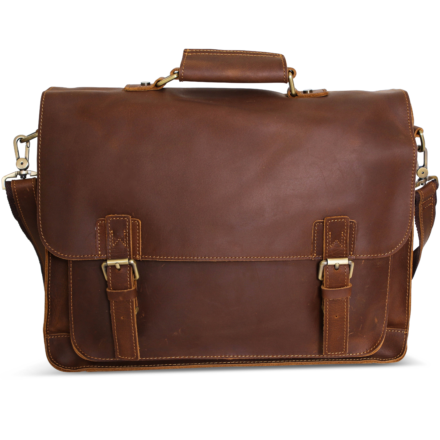 Brown Leather Messenger Satchel Bag for Men