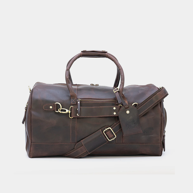 denali leather backpack Brown Leather Duffle Bag for Men