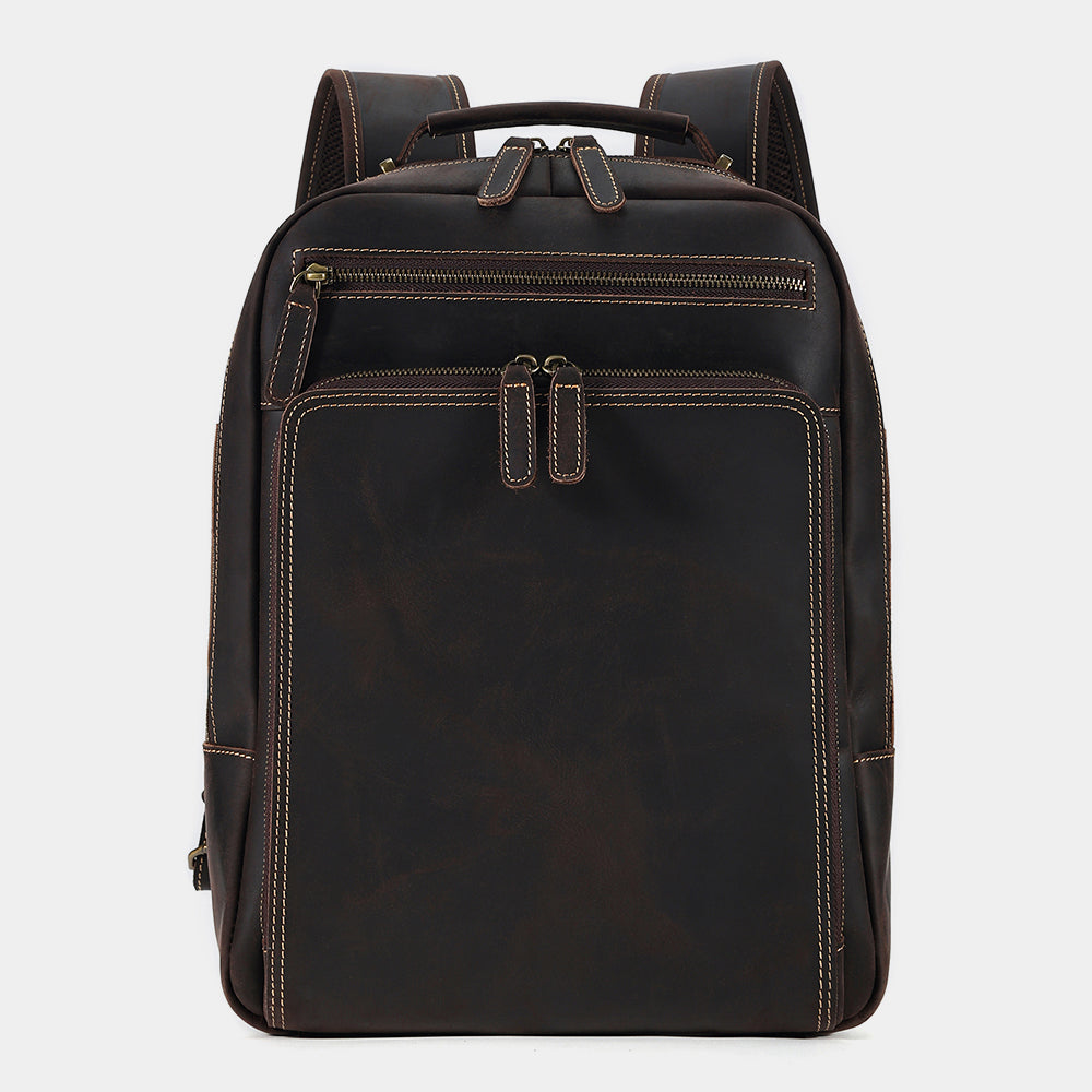 the kleos leather backpack dark brown