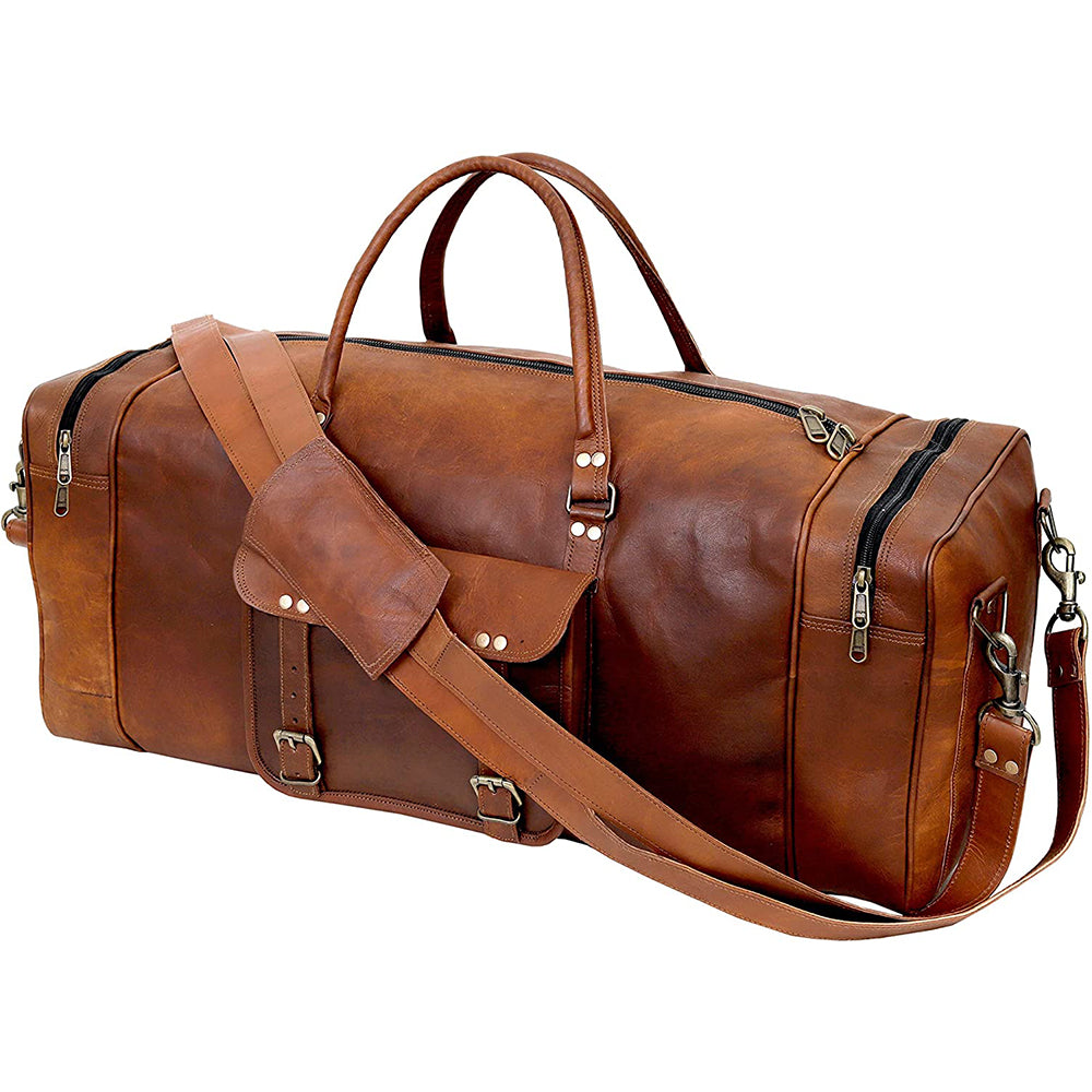 The XL  Leather Duffle Bag for Men - 32 Inch Travel Bag – The