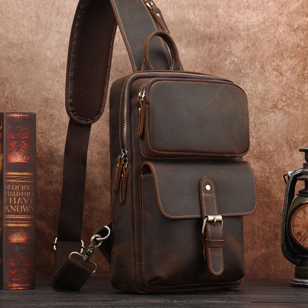 The Obrysus | Classic Leather Sling Bag for Men
