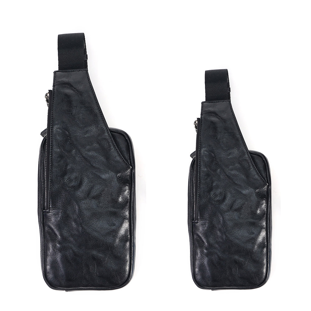 Black Leather Sling Bag for Women - Silver Hardware