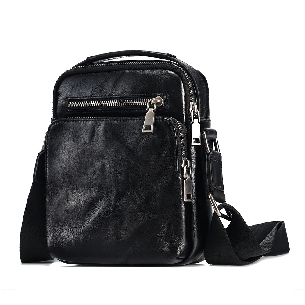 Leather Crossbody Bag with Zipper
