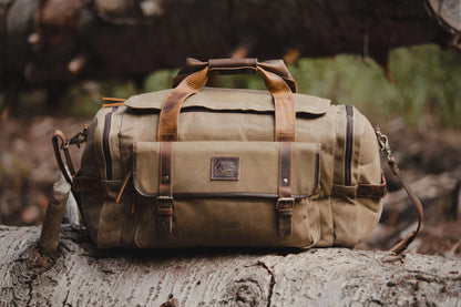 Waxed Canvas and Leather Duffle Bag - Weekend Bag