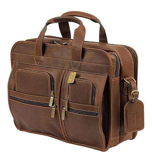 Cognac Leather Laptop Briefcase Men Office Bag Computer 
