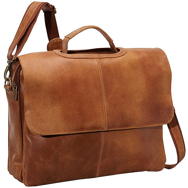 Distressed brown leather laptop bag Clearance