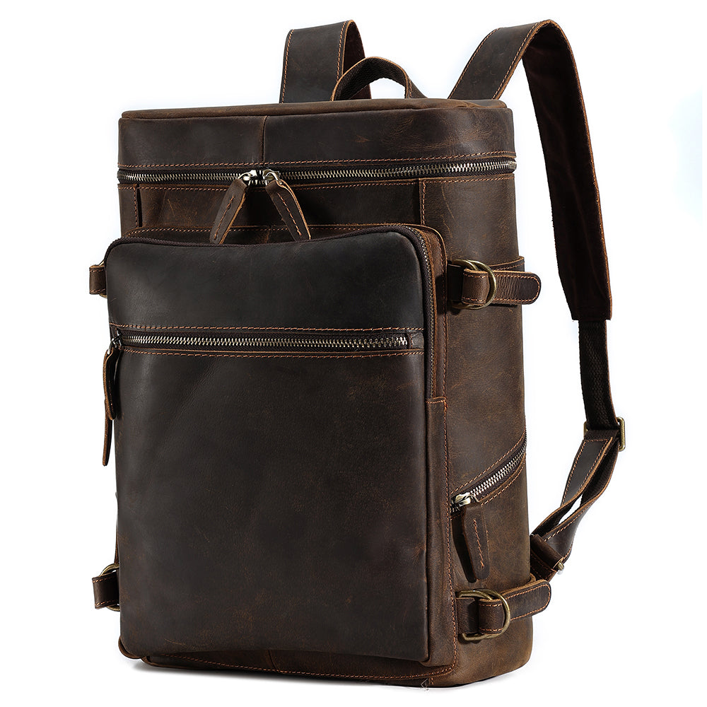 the block leather backpack