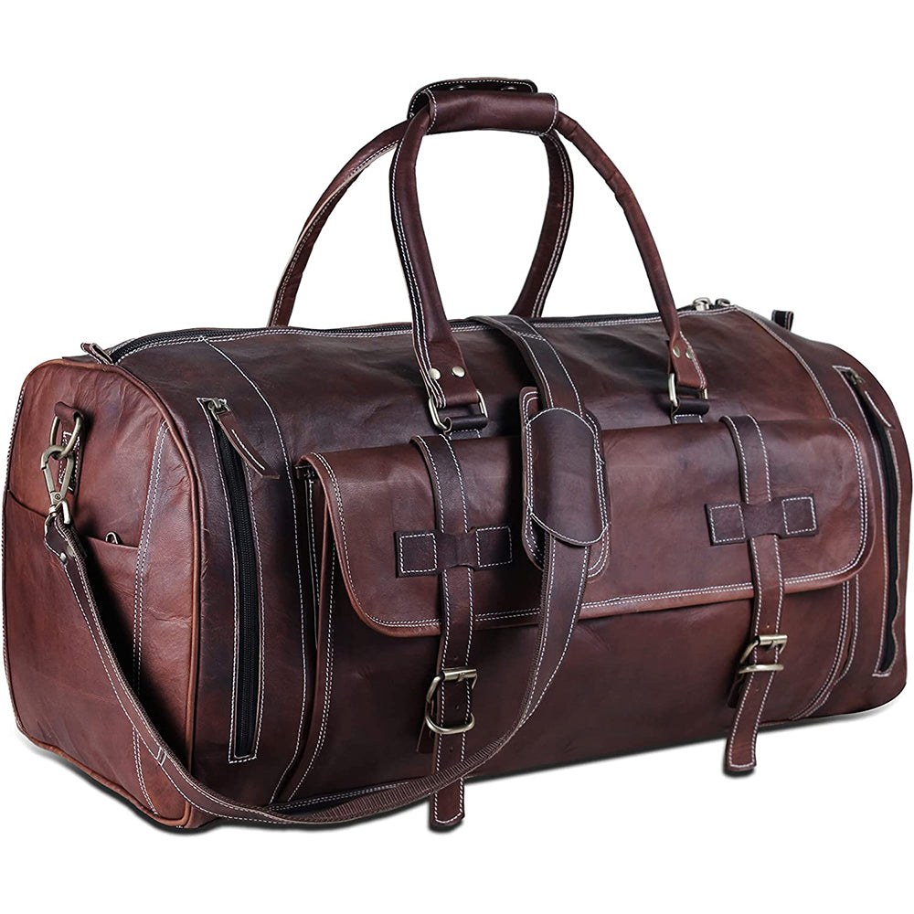 Cowhide Leather Duffel Bag for Men - 24 Inch Travel Bag – The Real