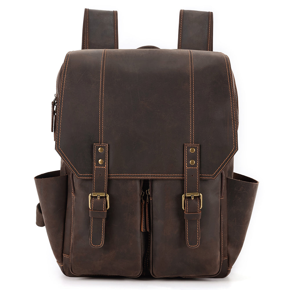 the compact leather backpack