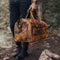Men's Leather Duffel Bag - Airport Travel Weekend Bag Held