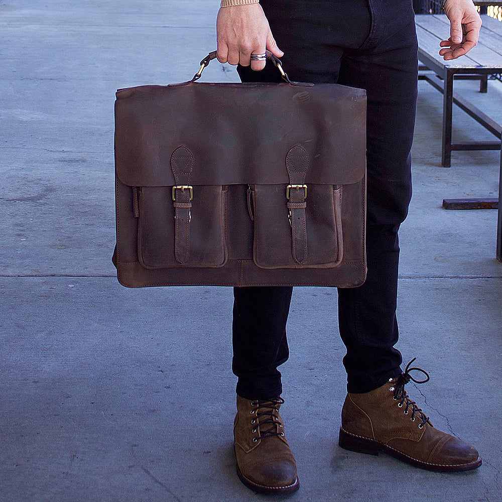 Men's Buffalo Leather Messenger Bag | Distressed Full Grain Laptop Bag The Real Leather Company