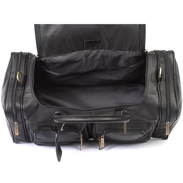 Black Leather Duffle Bag for Men