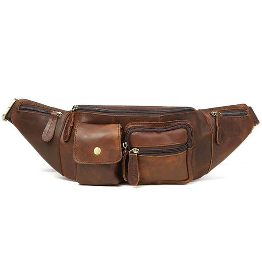 Leather Fanny Pack for Men - Brown