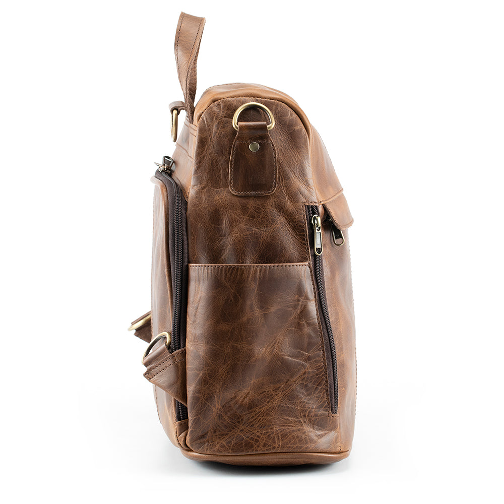 Leather Backpack Purse for Women - Small Brown