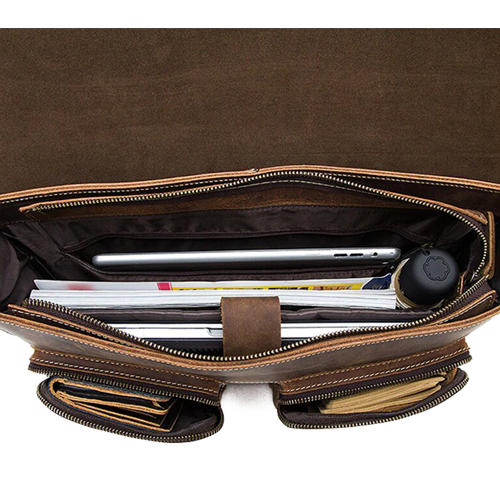 Leather Laptop Messenger Bag for Men - Vintage Shoulder Satchel