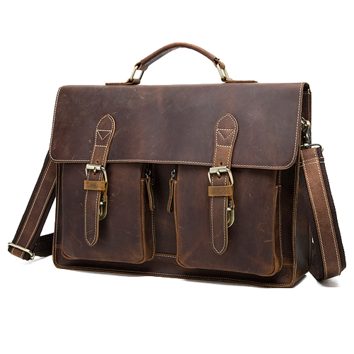 Leather Laptop Messenger Bag for Men - Vintage Shoulder Satchel