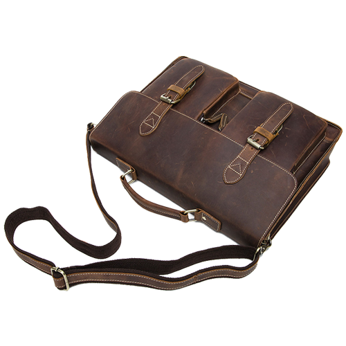 Leather Laptop Messenger Bag for Men - Vintage Shoulder Satchel