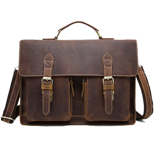 Classic Buffalo Leather Satchel for Men - Vintage Messenger Bag – The Real  Leather Company