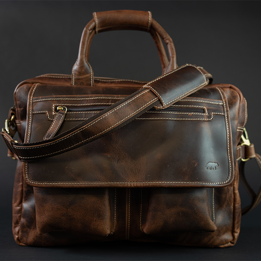 Brown Leather Briefcase for Men