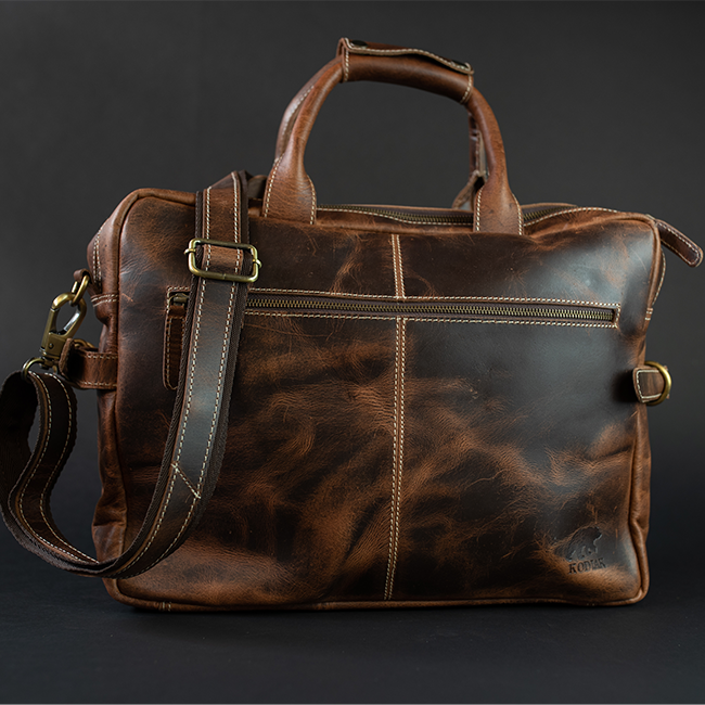 The Pilot Men's Buffalo Leather Messenger Laptop Bag
