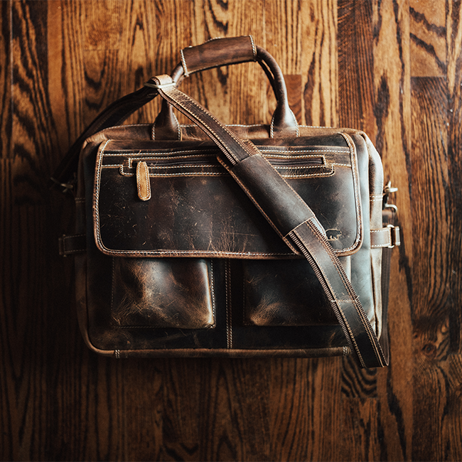 The Pilot Men's Buffalo Leather Messenger Laptop Bag