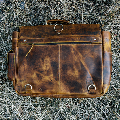 Large Leather Laptop Satchel - Buffalo Leather