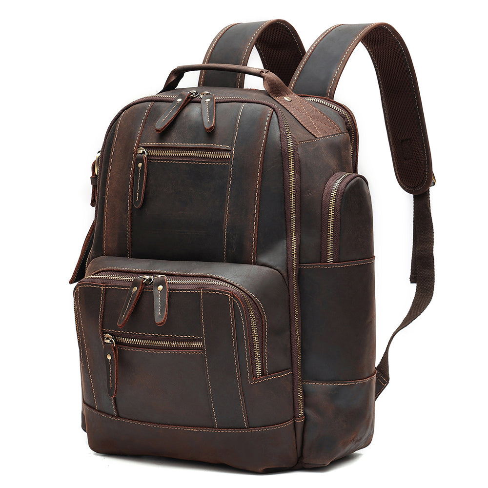 Brown Leather Laptop Backpack for Work for Men