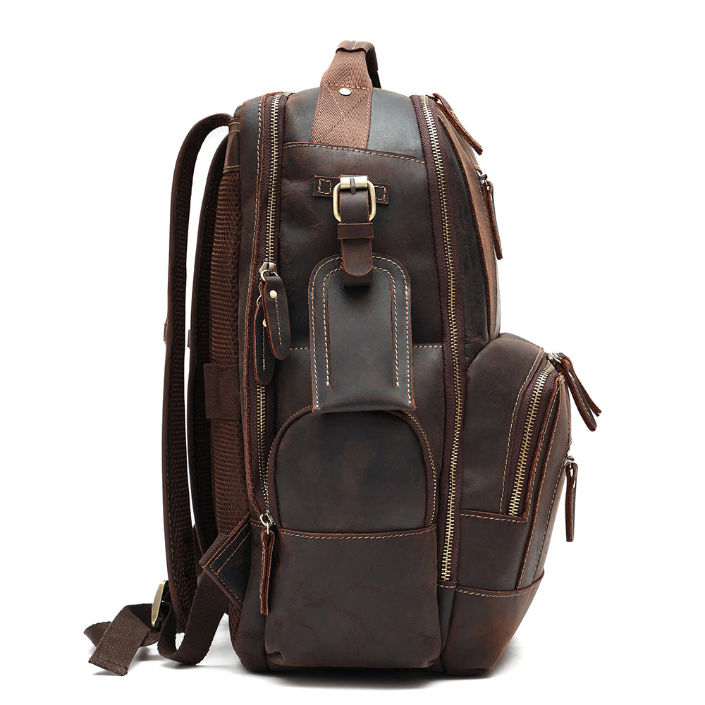 Brown Leather Laptop Backpack for Work for Men