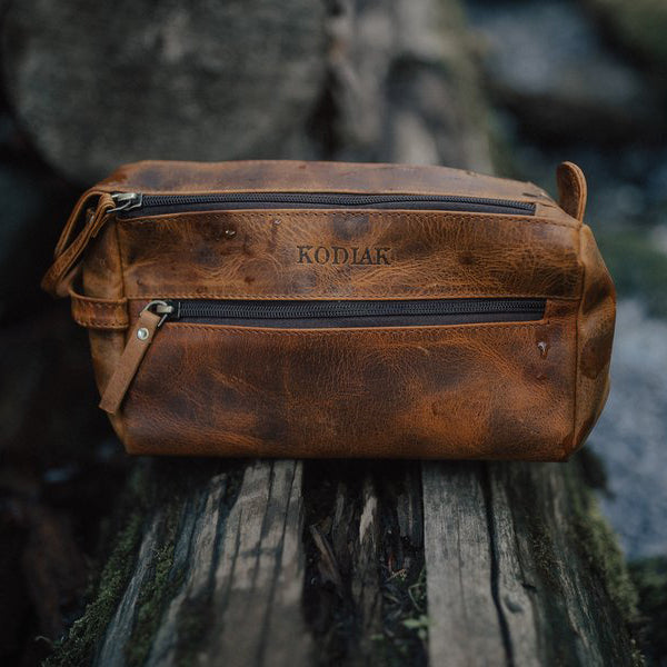Brown Leather Toiletry Bag Dopp Kit – The Real Leather